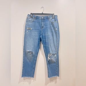 Abercrombie & Fitch studded destroyed high rise jean